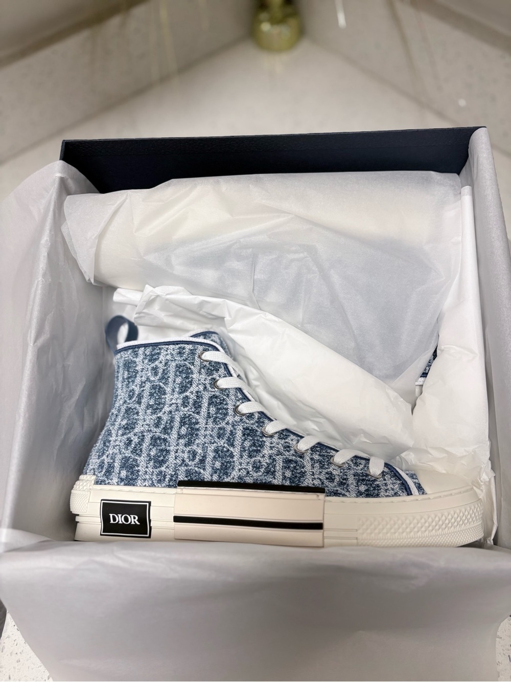 Dior Blue Jacquard High-Top Sneakers SNEAKER M-B23 LEAGUE HT - Picture 6 of 7